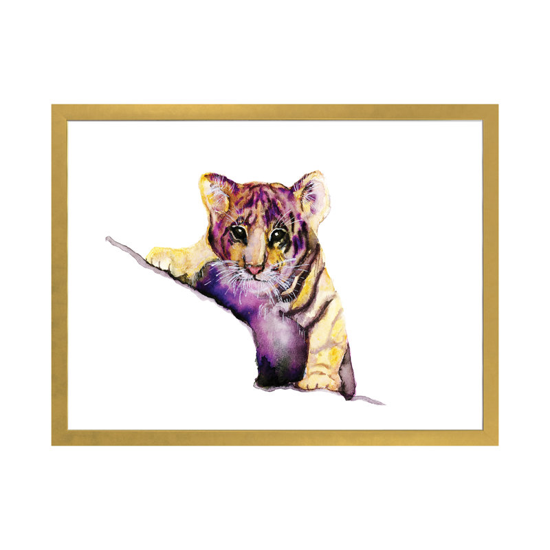 Art little tiger, H 24 po x l 32 po x P 1 po, Papier encadré doré