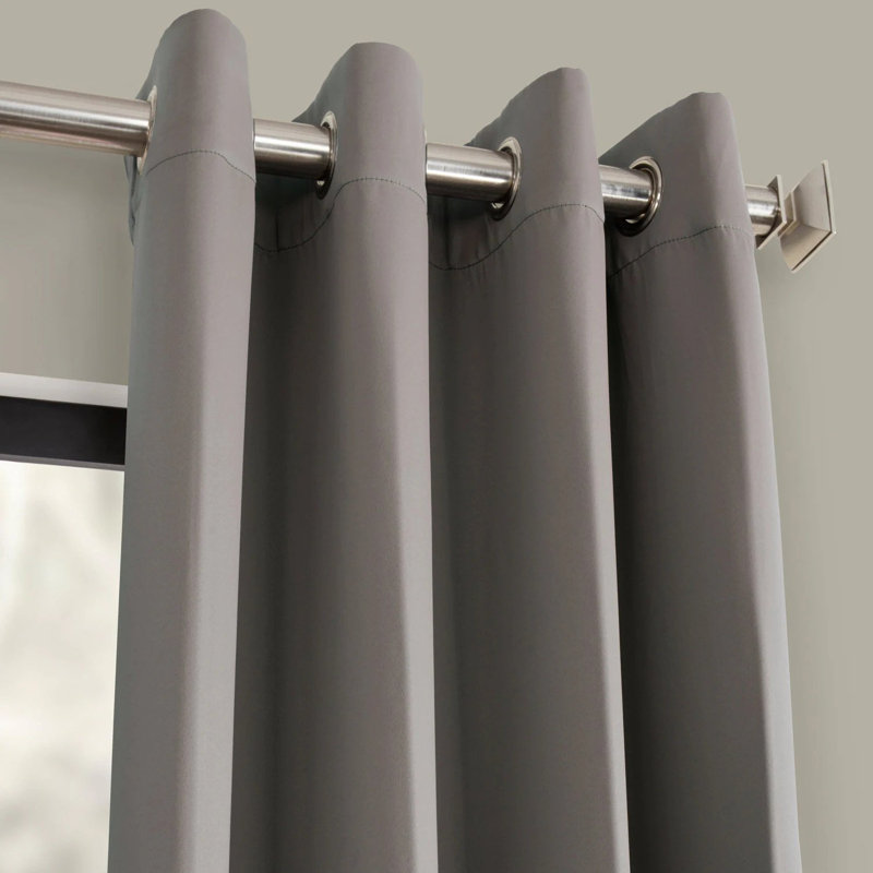 Room Darkening Grommet Single Curtain Panel, 50" W x 120" L, Neutral Gray