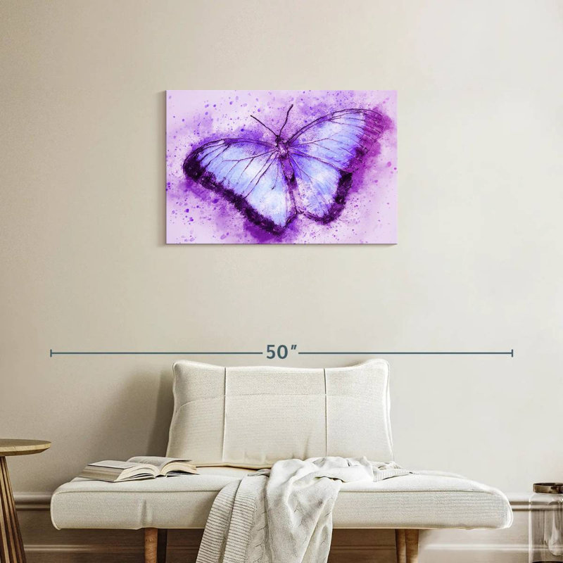 Ronce mauve sur papillon mauve, H 20 po x l 30 po