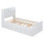 Lit simple en bois avec tête de lit avec prises de courant, lit extensible avec lit gigogne simple avec trois tiroirs de rangement, blanc-145534601-145534599
