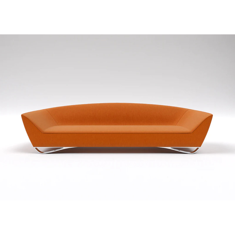 F1 130'' Leather Sofa, Orange Genuine Leather, Chrome