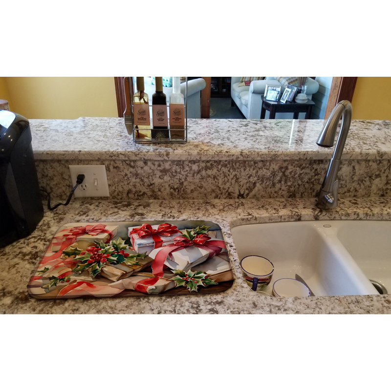 Christmas Bows & Ribbons Dish Drying Mat