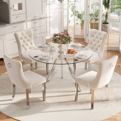 Round Dining Table Set for 4