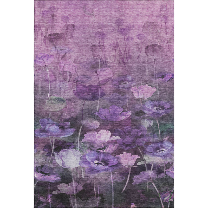 Premium Machine Washable Cerrito Purple Rug, Rectangle 2'6" x 3'10"