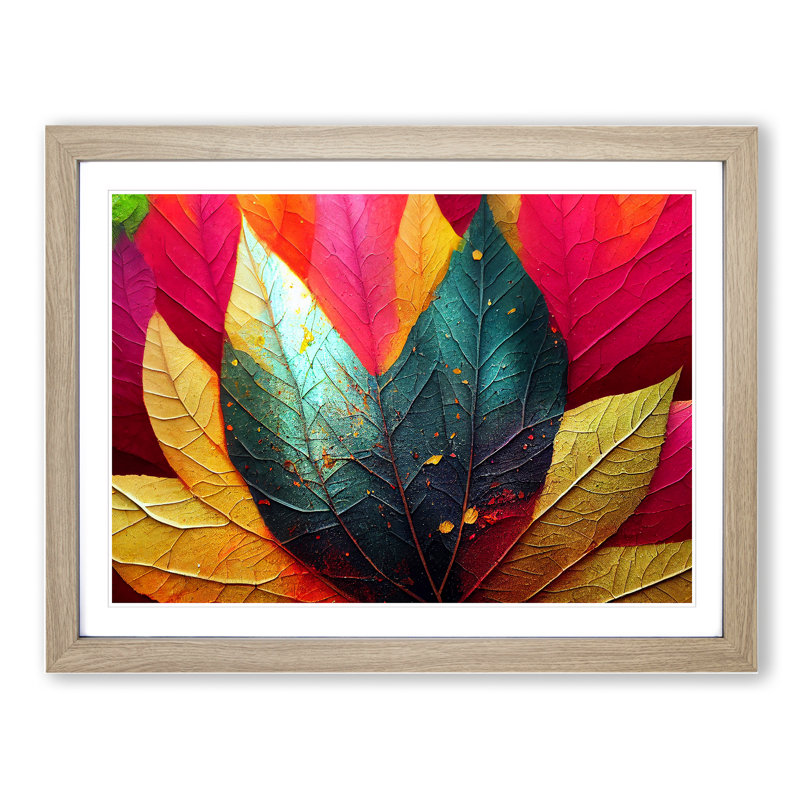Magnificent Leaf - Single Picture Frame Print, 34cm H x 46cm W x 2cm D, Oak