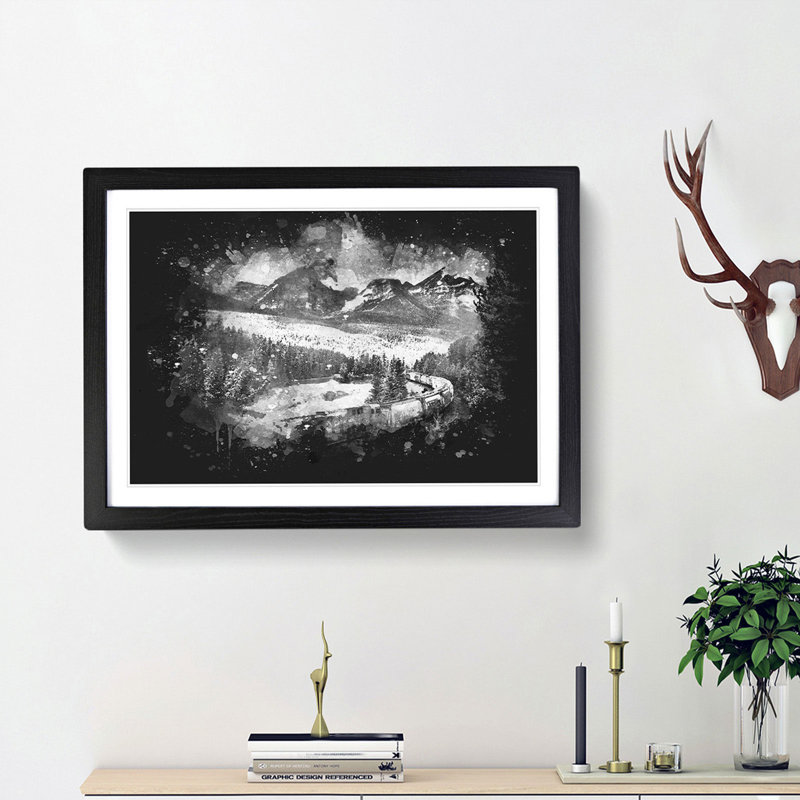 Train Through Canada - Single Picture Frame Print on MDF, 33cm H x 45cm W x 2cm D, Black Framed