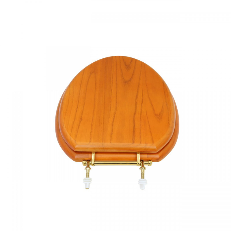 Siège de toilette allongé en bois massif, Brun
