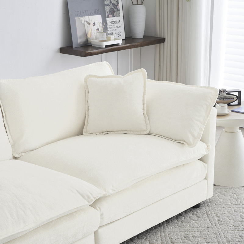 Canapé modulaire moderne en forme de Sofau avec repose-pieds réversible, canapé d'angle convertible 5 places avec 2 repose-pieds, canapé et canapé Minimalist Soft