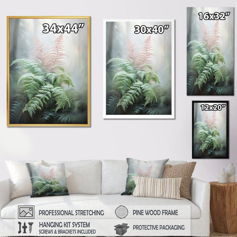 Impression sur toile, Ferns Romantic Impression VI, H 32 po x l 24 po x P 1 po