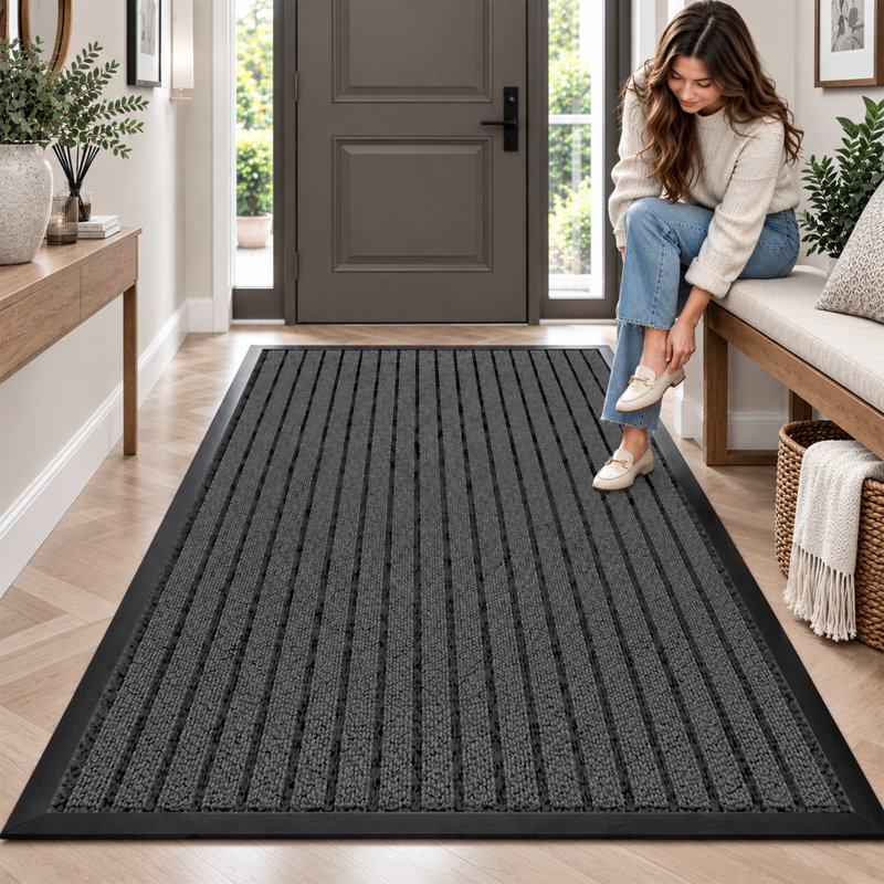 Non-Slip No Pattern Doormat, Grey, 80cm W x 150cm L