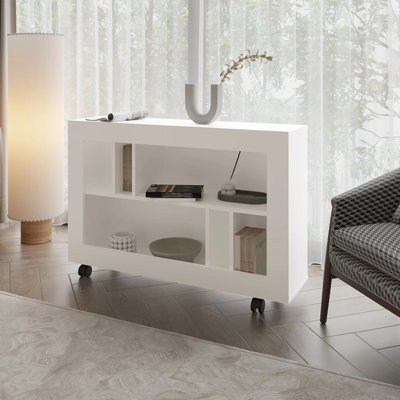 Console console, 5 tablettes, 4 roulettes