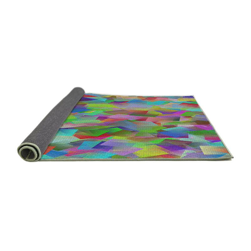 Tapis motif rose/vert/bleu, Rond 7 pi