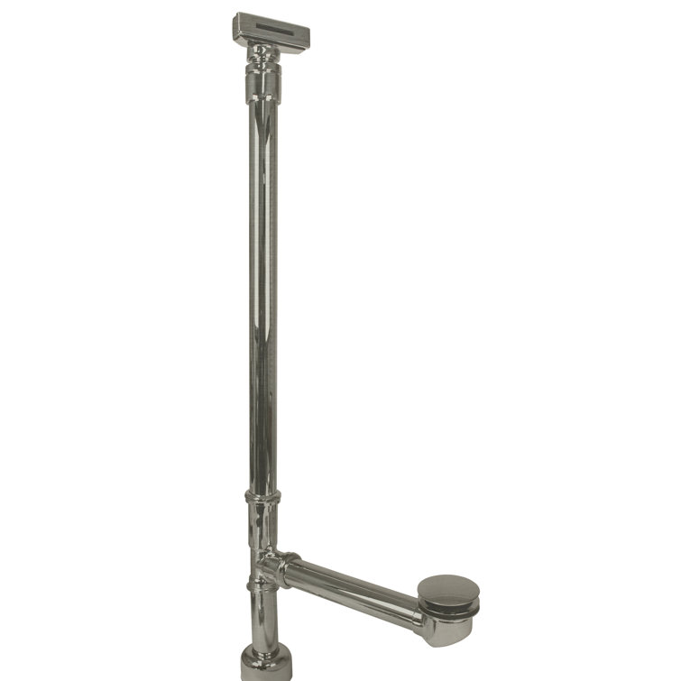 22"17 ga. Fully Finished Tip-Toe Bathtub Leg Drain Assembly Linear Overflow on Ball Joint