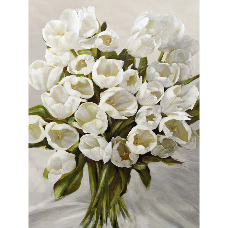 Bouquet Of White Tulips by Leonardo Sanna - Wrapped Canvas Painting, 100cm H x 70cm W x 4cm D