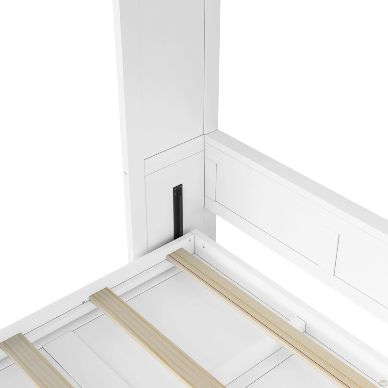 Lit escamotable simple, peut être plié dans une armoire, blanc