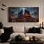 Toile hantée avec fenêtres et citrouilles d'Halloween-45747448