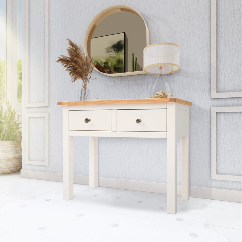Rosewood 100cm Console Table, Off-White/Brass