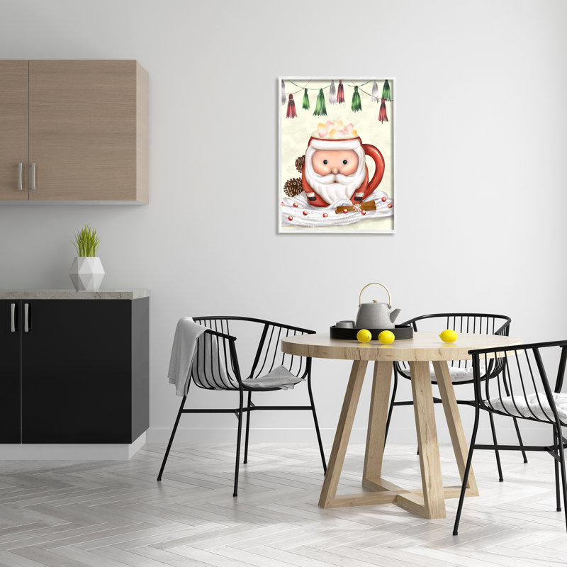 Tasse festive de père Noël guimauve, H 30 po x l 24 po x P 1,5 po, Giclée encadrée blanc bord de mer