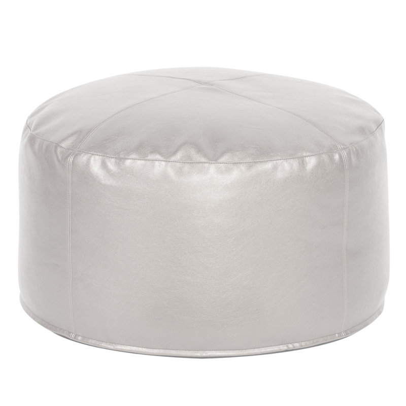 Pouf rond 22 po en similicuir, Similicuir mercuré