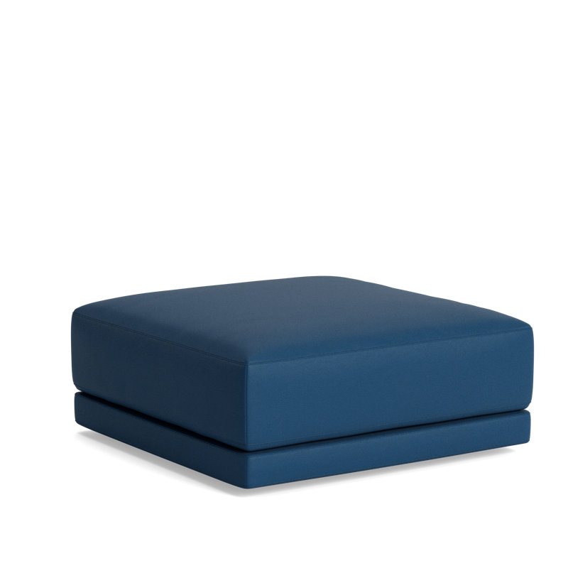 Eva Square Ottoman, Leather - Deep Blue