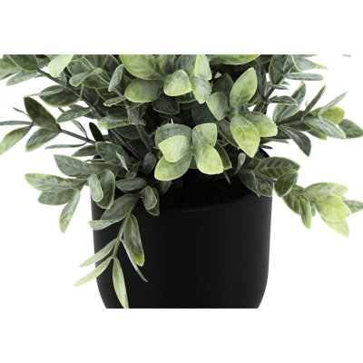 Hautes plantes d'eucalyptus de 11 po de hauteur, de 2, verdure décorative d'intérieur dans des pots noirs, feuilles artificielles panachées
