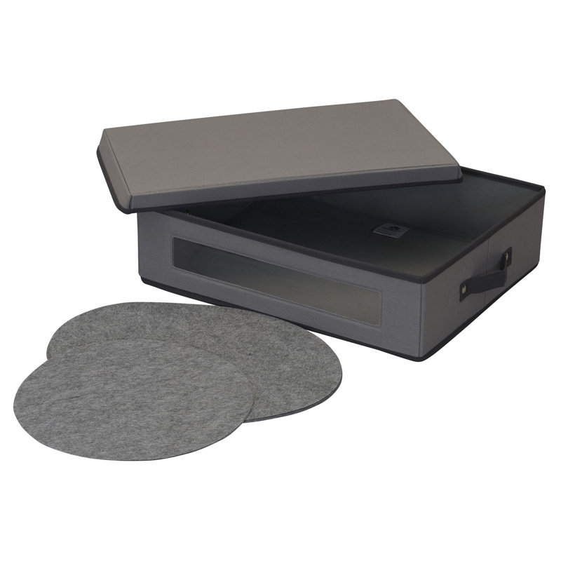 Messaline Fabric Dining Plates Storage, Grey