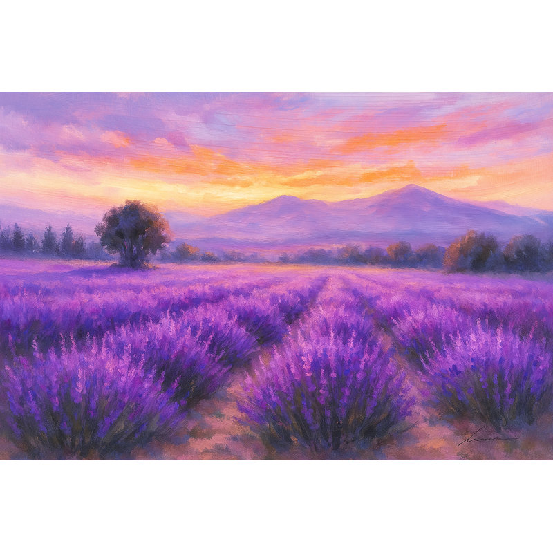 «Lavender Sunset Glow», art mural sur toile tendue, H 24 po x l 36 po