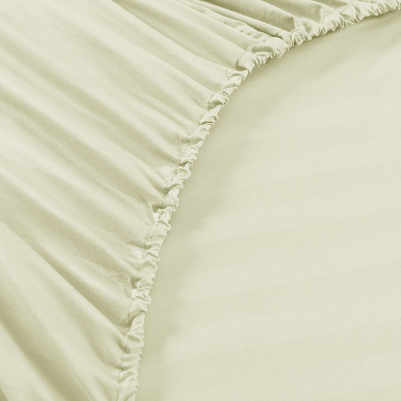 3/4 Pcs Luxury Striped Bed Sheets Set, Queen Sheet Set with 2 Pillowcases, Cream