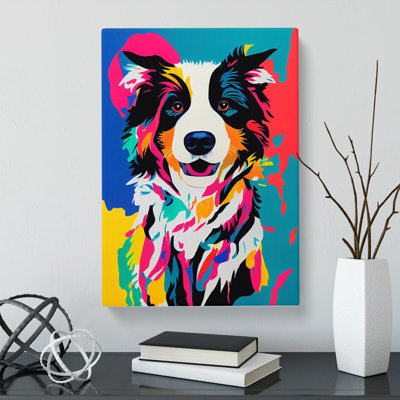 Border Collie Pop Style - Wrapped Canvas