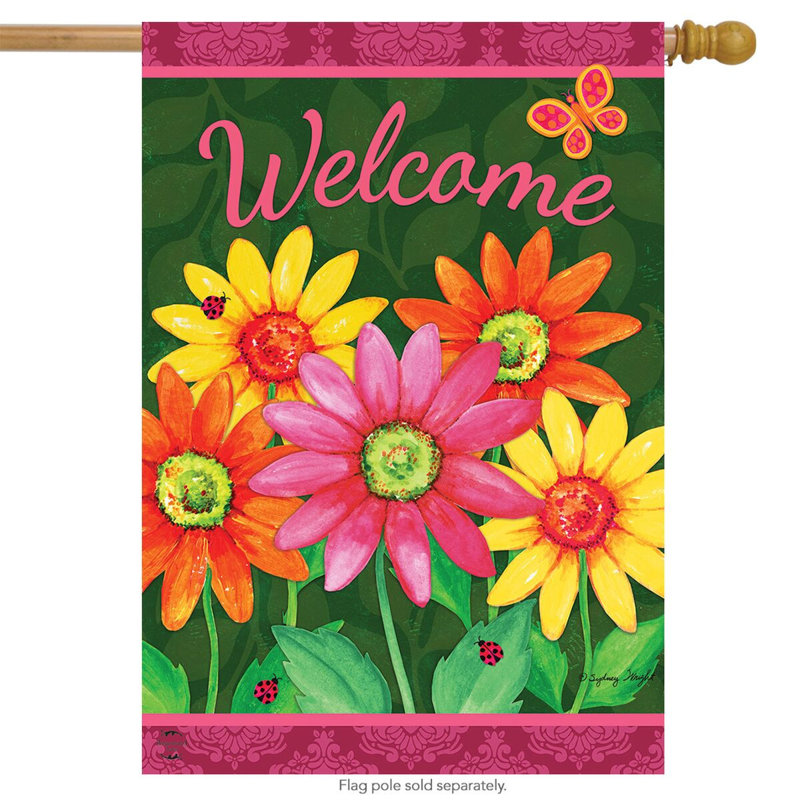 Welcome Daisies Spring House Flag