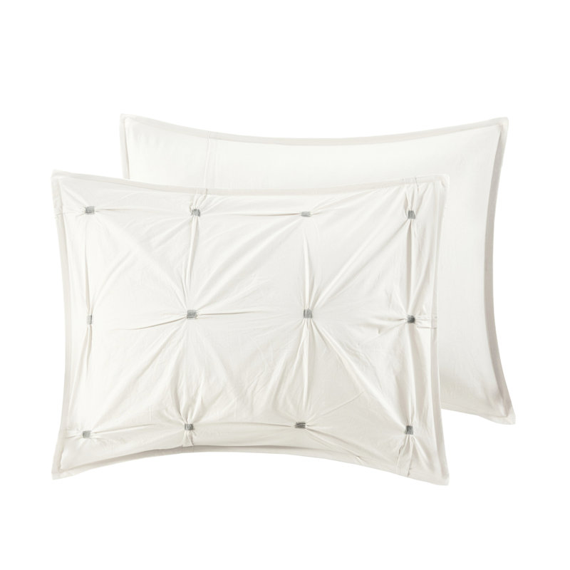 Housse de couette 3 pièces très grand / très grand en coton avec broderie et fermeture à bouton élastique