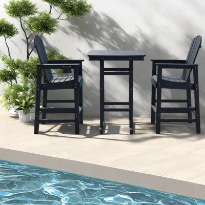 Durable 3-piece Hdpe Patio Dining Set, Contemporary Style For Outdoor Enjoyment