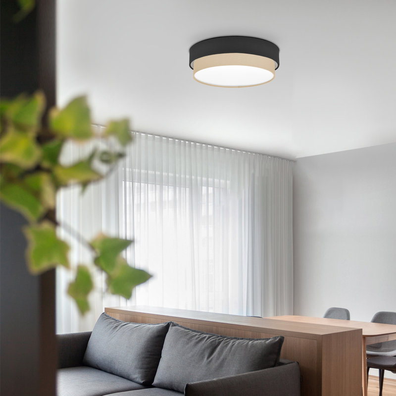 Elanaz Fabric Flush Mount, Latte Brown, Black