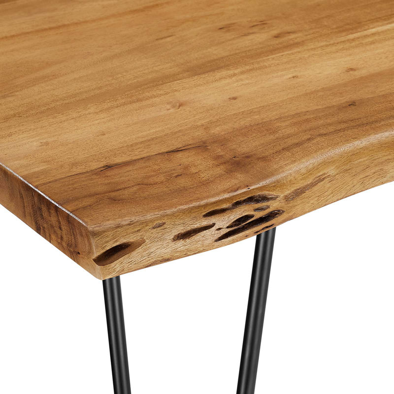 Ardor 60" Live Edge Acacia Wood Dining Table with Black Metal Legs