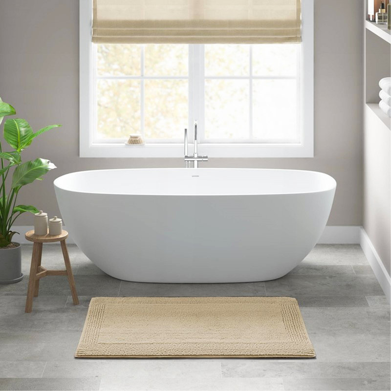 1 PCS 100% Cotton Tufted 3000 GSM Reversible Bath Rug Natural, Rectangle 2' x 3'8"