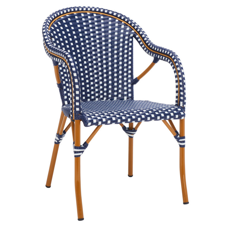 Fauteuil Pawel, Bleu marine/blanc, Doré