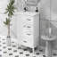 Meuble-lavabo de 30 po avec lavabo, armoire de salle de bain avec porte, trois tiroirs, pieds en bois massif et panneau de fibres à densité moyenne, patins réglables-2055594528-2055594531