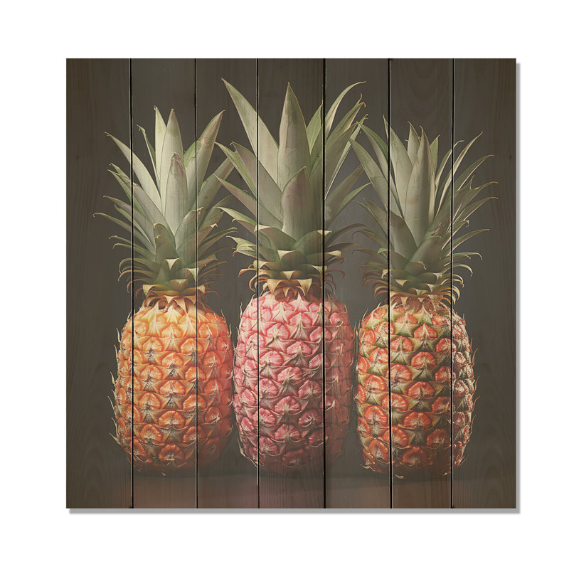 Pastel Colored Pineapple Delight II - Pineapples On Wood Print, 36" H x 36" W