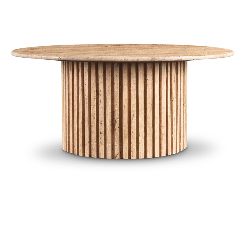 Table basse à piédestal Tokay, Travertin beige