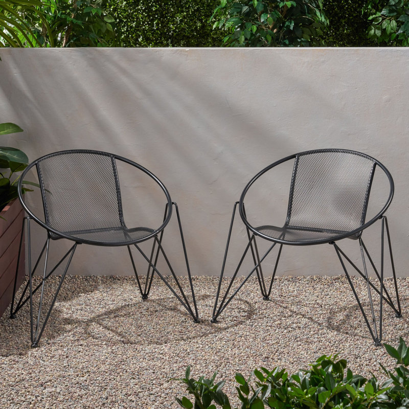 Chaise d'extérieur moderne (ensemble de 2), Noir mat