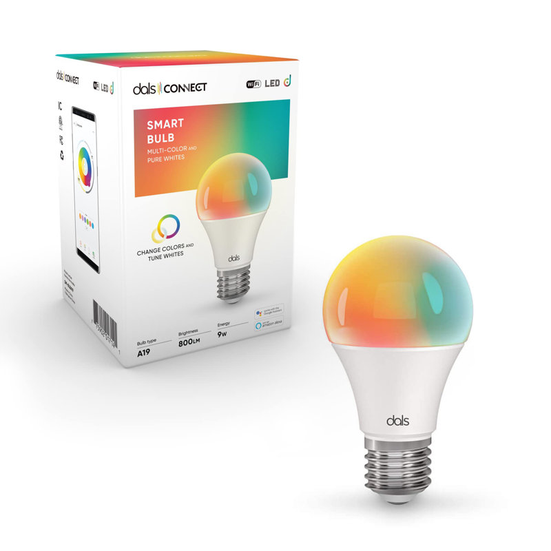 Ampoule DEL intelligente à intensité variable de 9 watts (équivalente à 65 watts) à DEL A19 à culot variable E26 / à culot moyen (standard)