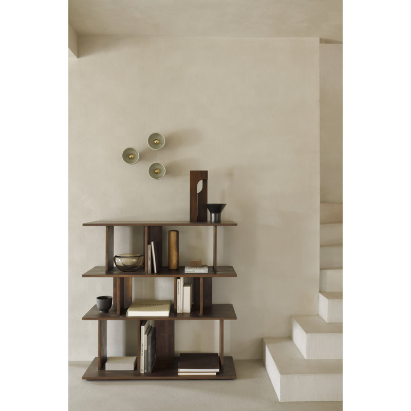 Irregular Solid Wood Geometric Bookcase, 45.5" H x 44" W x 14.5" D