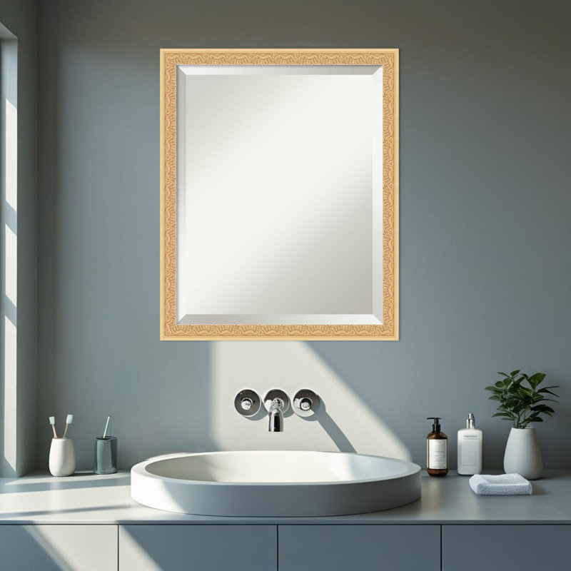 Miroir mural de salle de bain Bethany, 22 po x 18 po, Doré