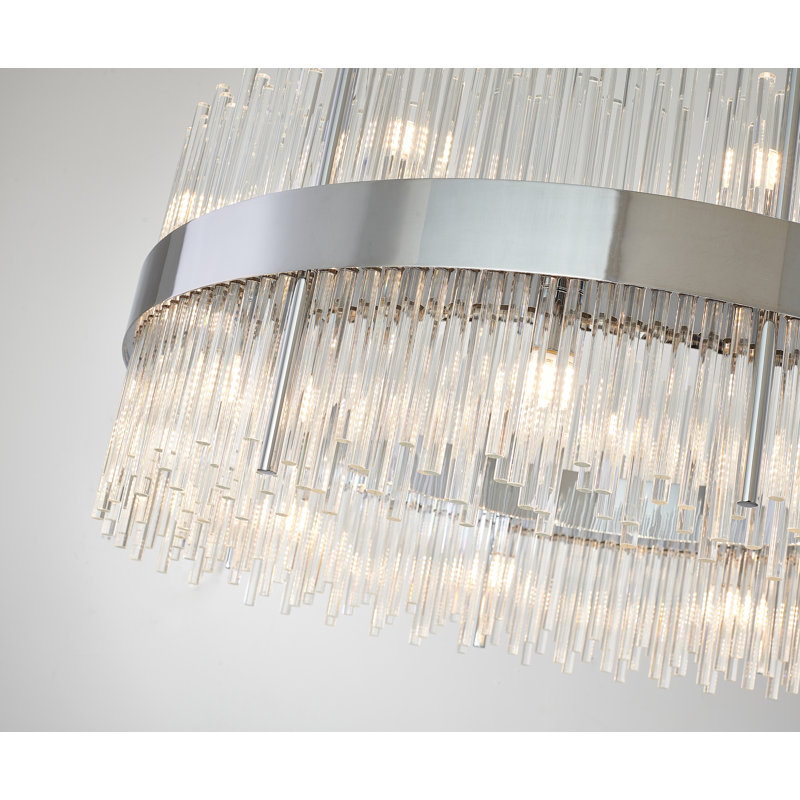 Lustre moderne en verre 18 lumières Pruitt, Chrome