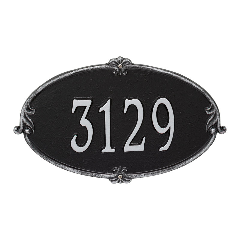 Plaque d'adresse murale standard personnalisée 1 ligne Monte Carlo, Noir / argent, Oui