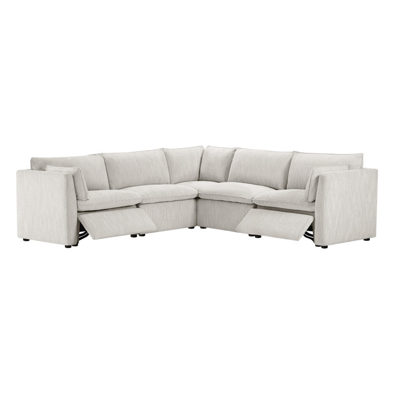 Modular Power Sectional, Light Gray Polyester