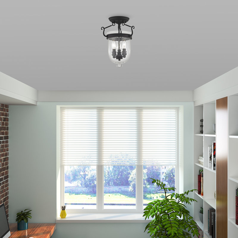 Plafonnier semi-encastré en forme d'urne à 3 lumières Husman Husman, H 14 po x l 10 po x P 10 po, Noir