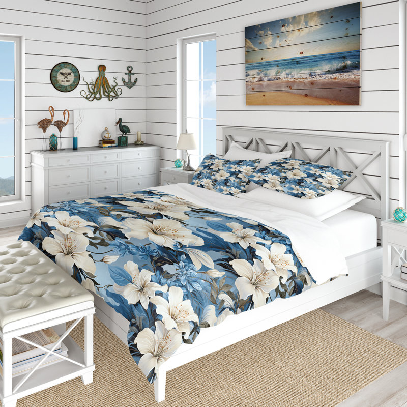 Literie Azure Oasis, Housse de couette pour très grand lit et 2 très