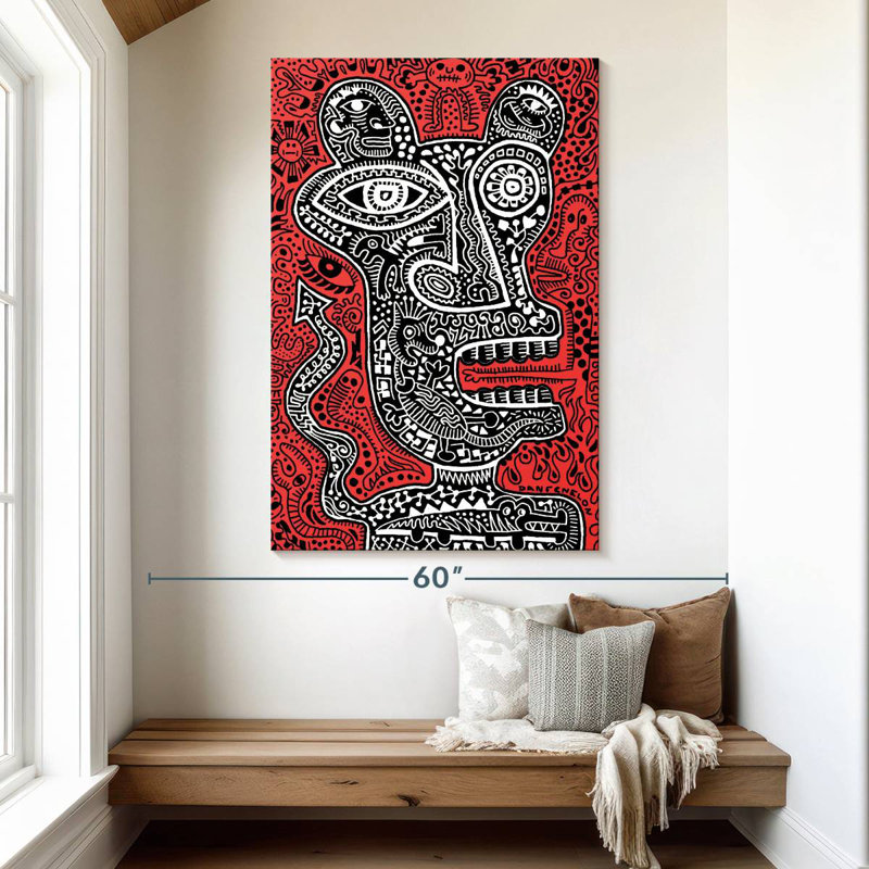 Kelan Tiki Head I Red, 51" H x 34" W