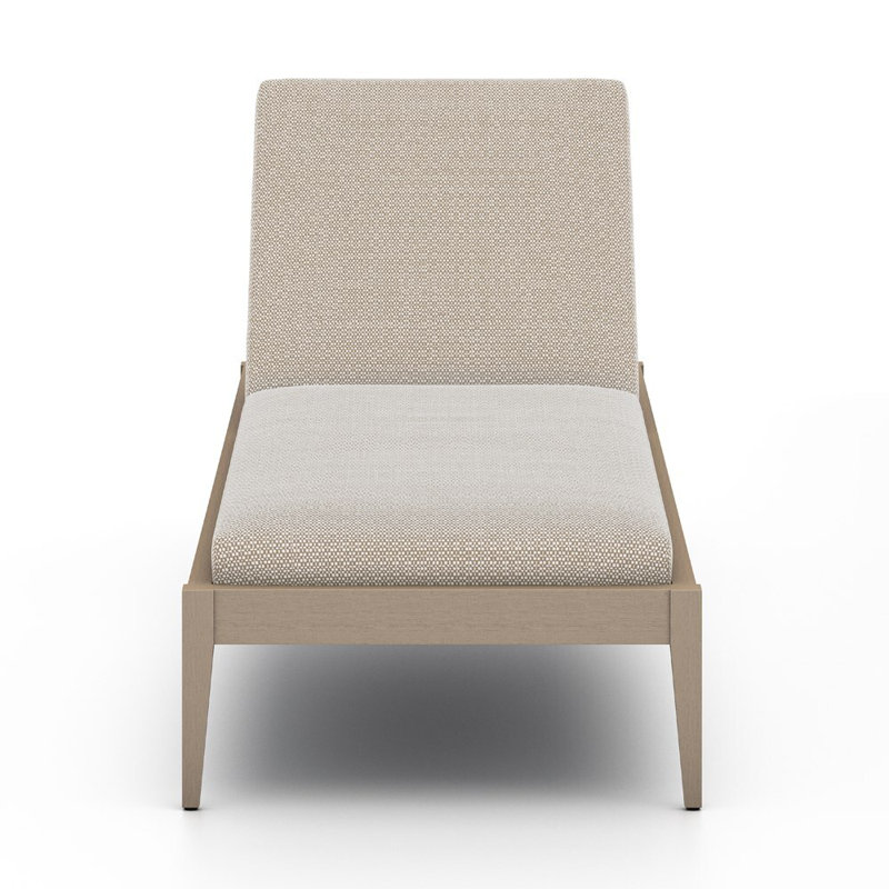 Sherwood Outdoor Teak Chaise Lounge, Faye Sand, Washed Brown/Gray